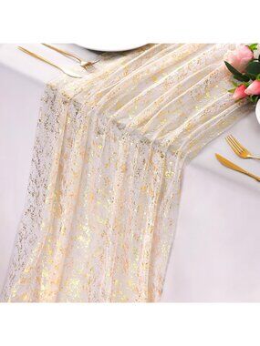 New 6Pcs 10 Ft Gold Table Runners